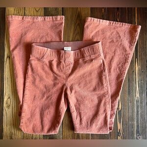 BY TOGETHER • fit and flare blush pink coral corduroy pull-on pants • size small